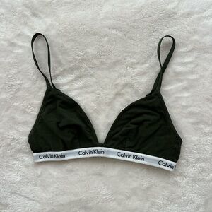 Calvin Klein Black Triangle Bralette with Signature Band